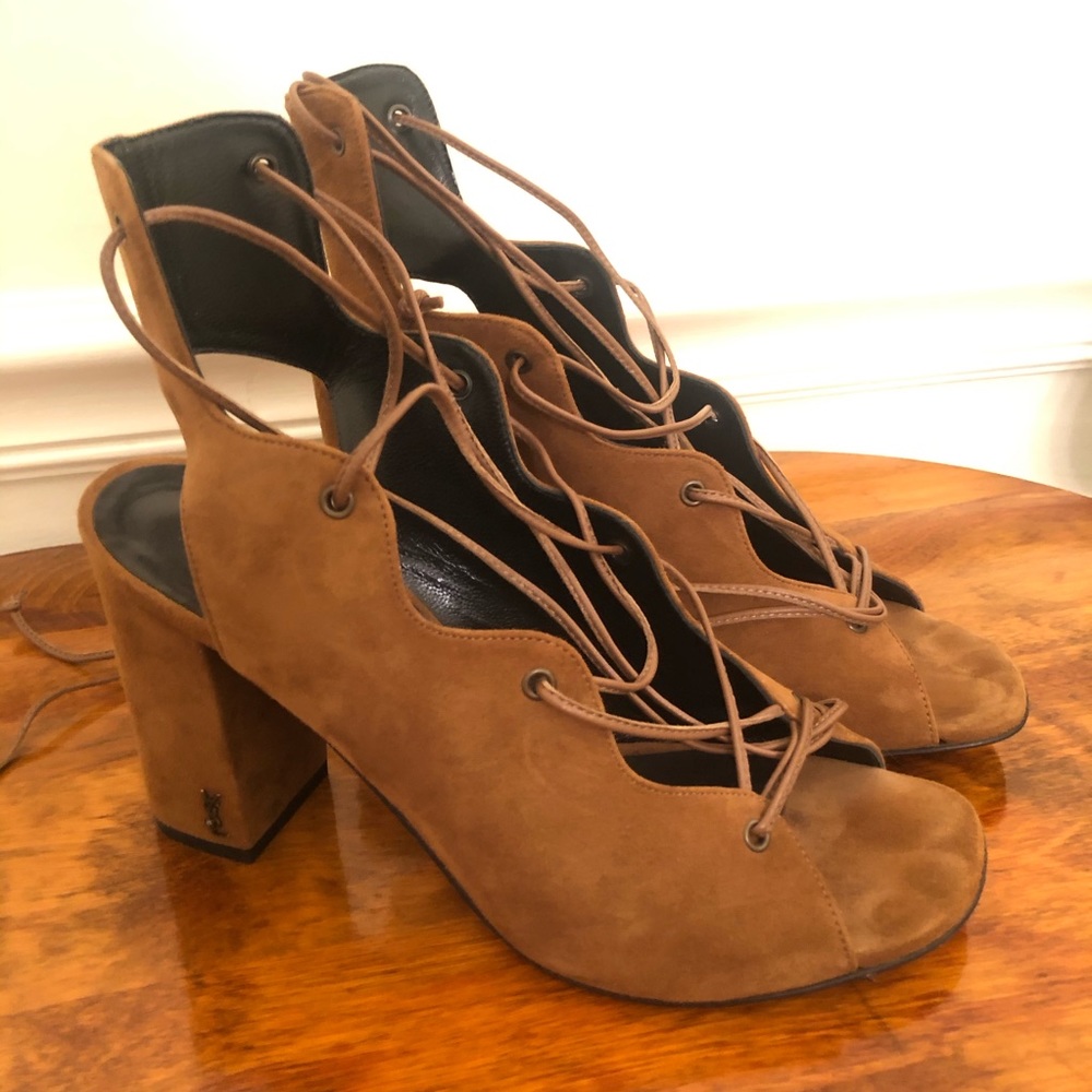 YSL gladiator block heel